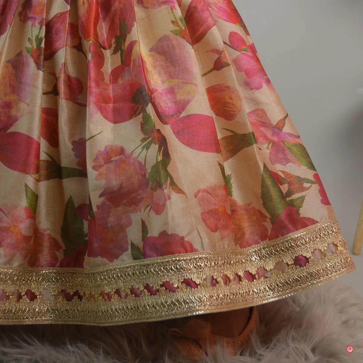 Floral Print Lehenga With Crop Top - Picco Ricco 