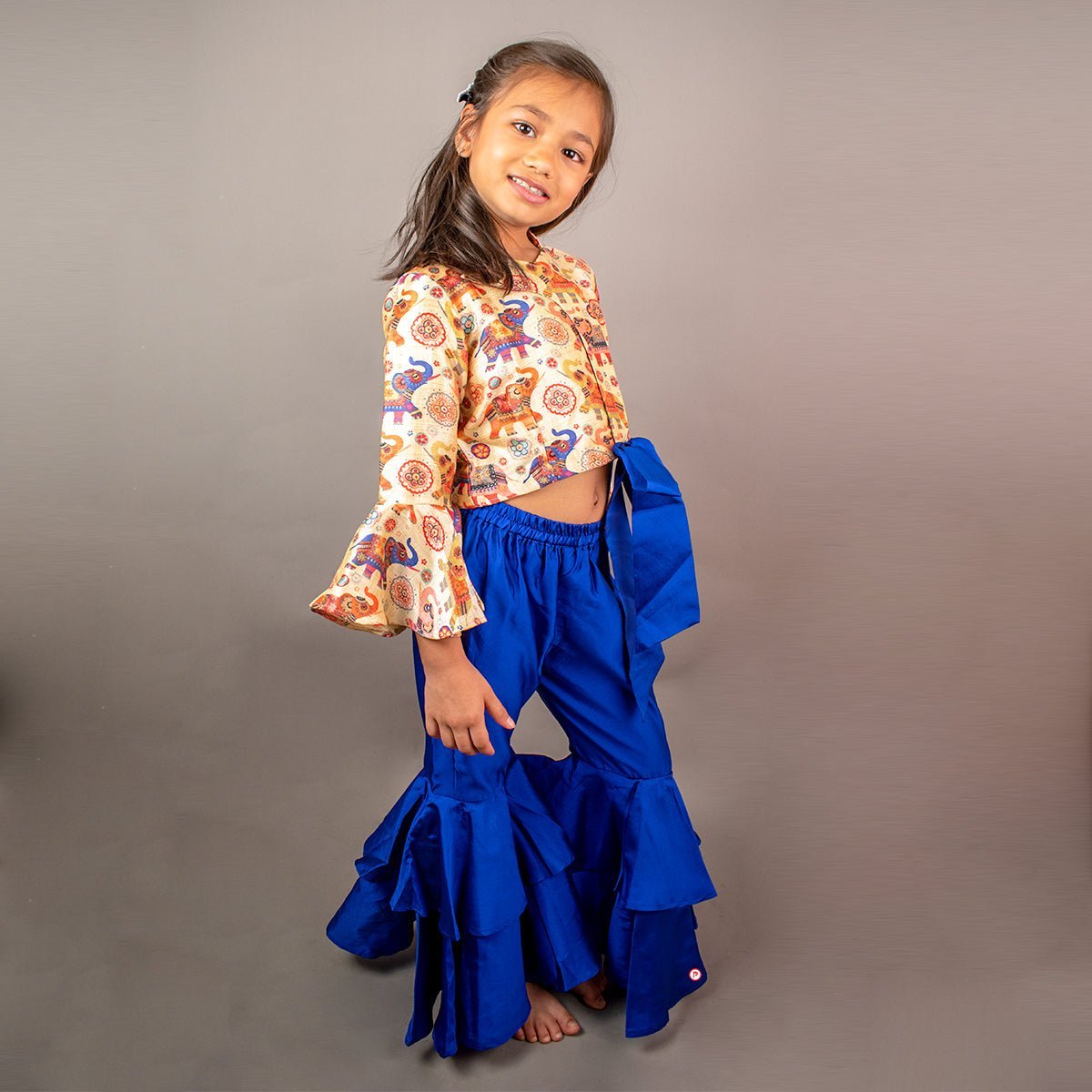 Elephant Printed Crop Top And Sharara