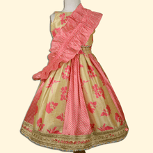 Load image into Gallery viewer, Golden and Pink Silk Lehenga With Crop Top - Picco Ricco 
