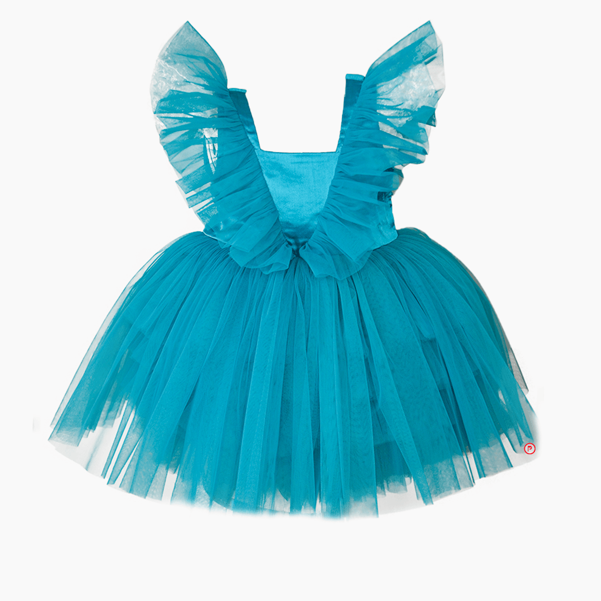 Turquoise Butterfly Dress With Trail