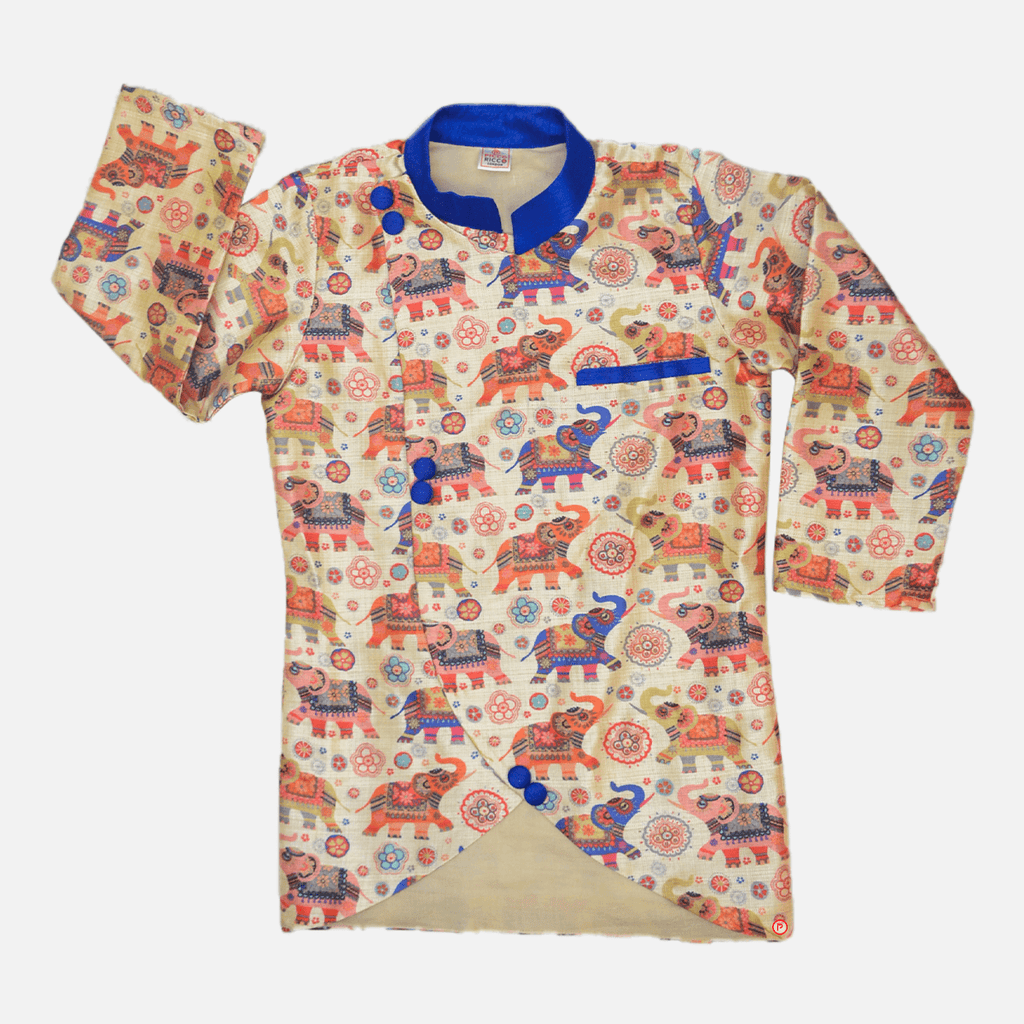 Elephant Printed Ethnic Kurta and Dhoti - Picco Ricco 