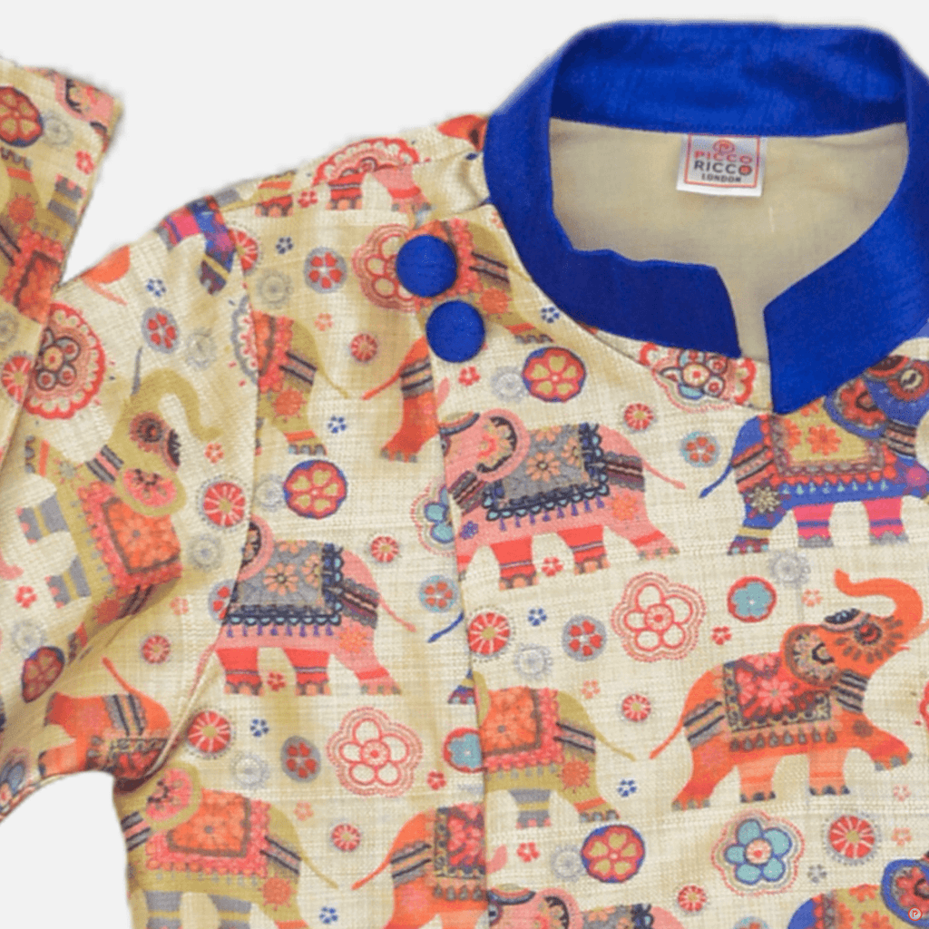 Elephant Printed Ethnic Kurta and Dhoti - Picco Ricco 