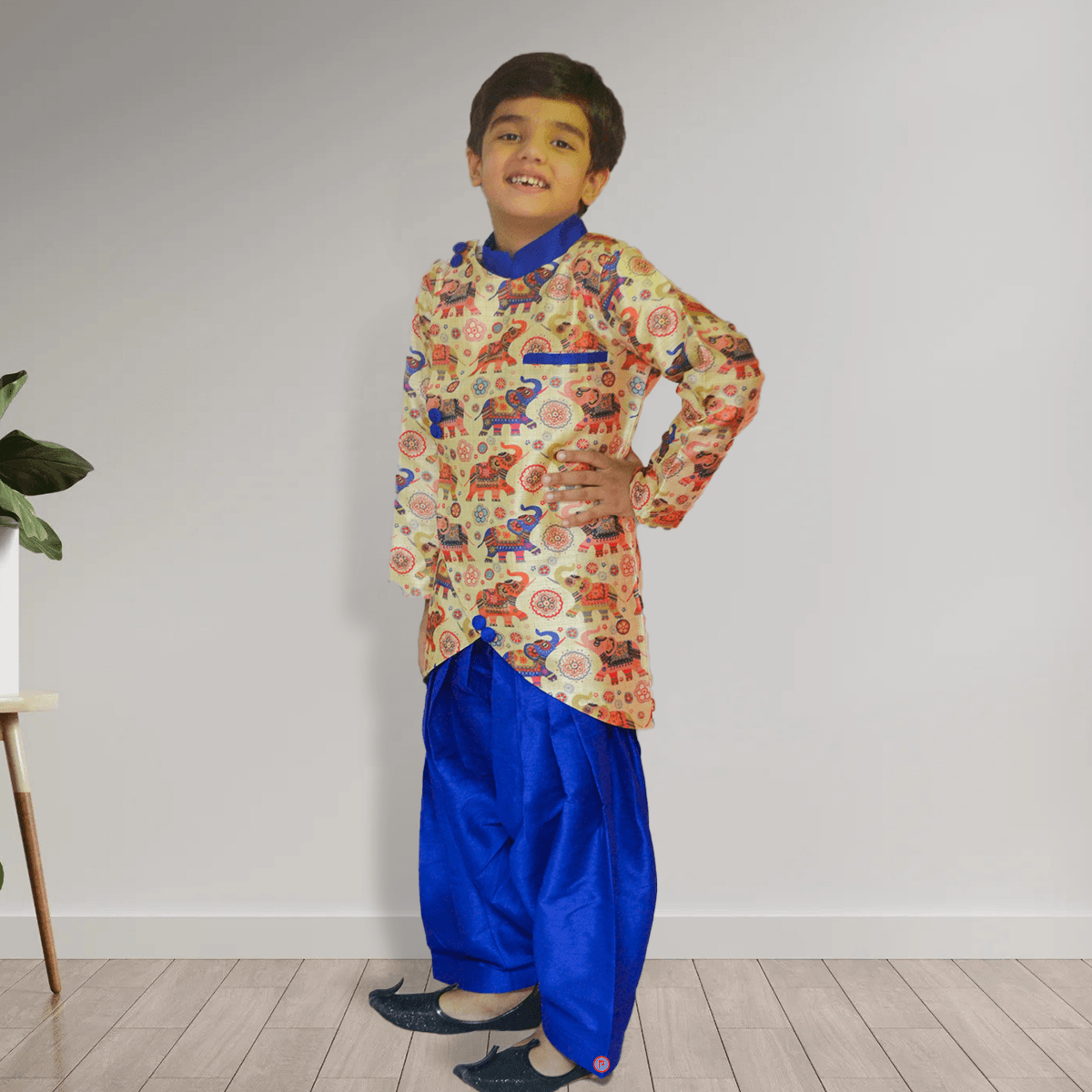 Elephant Printed Ethnic Kurta and Dhoti - Picco Ricco 