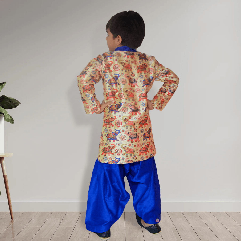 Elephant Printed Ethnic Kurta and Dhoti - Picco Ricco 