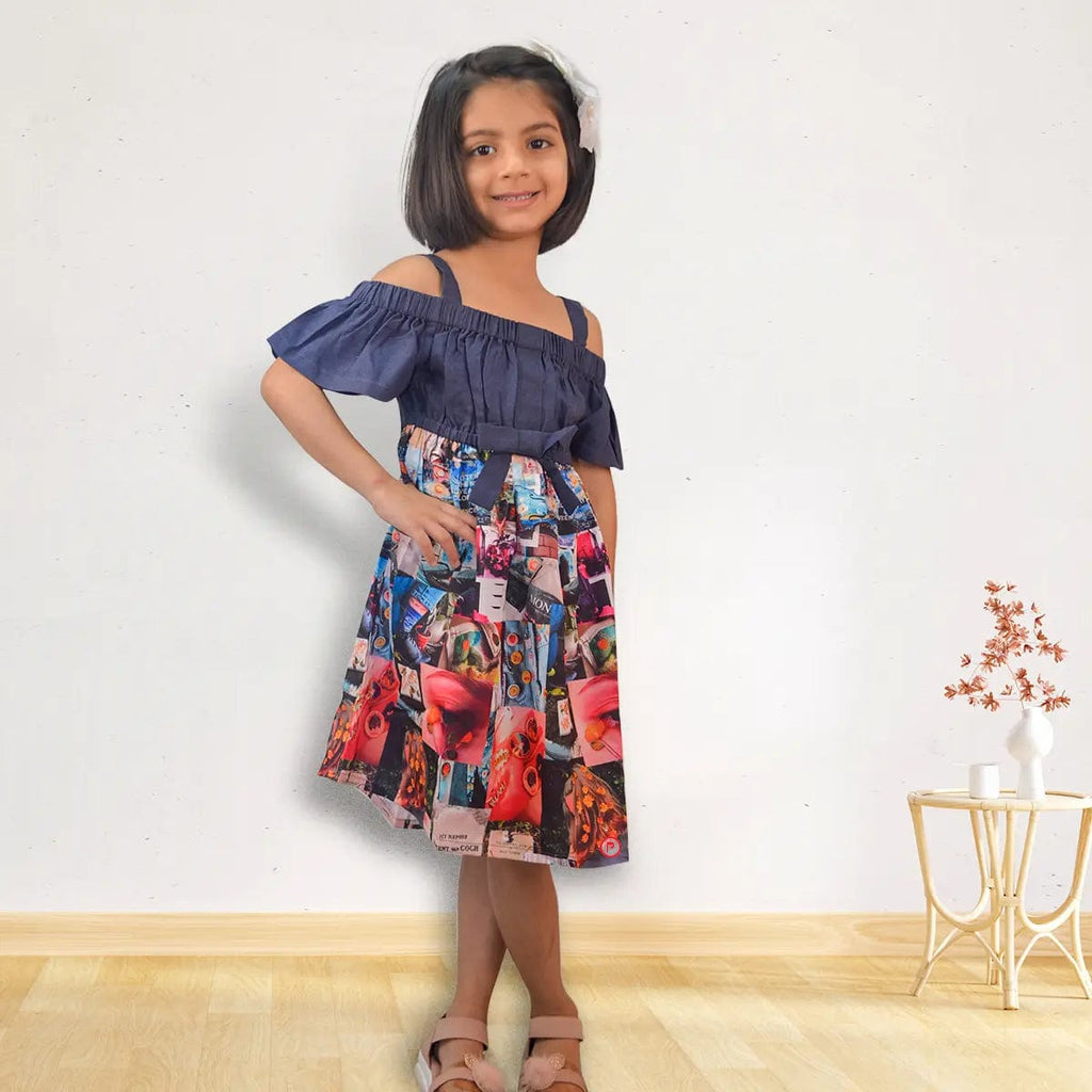Blue Printed Frock - Picco Ricco 