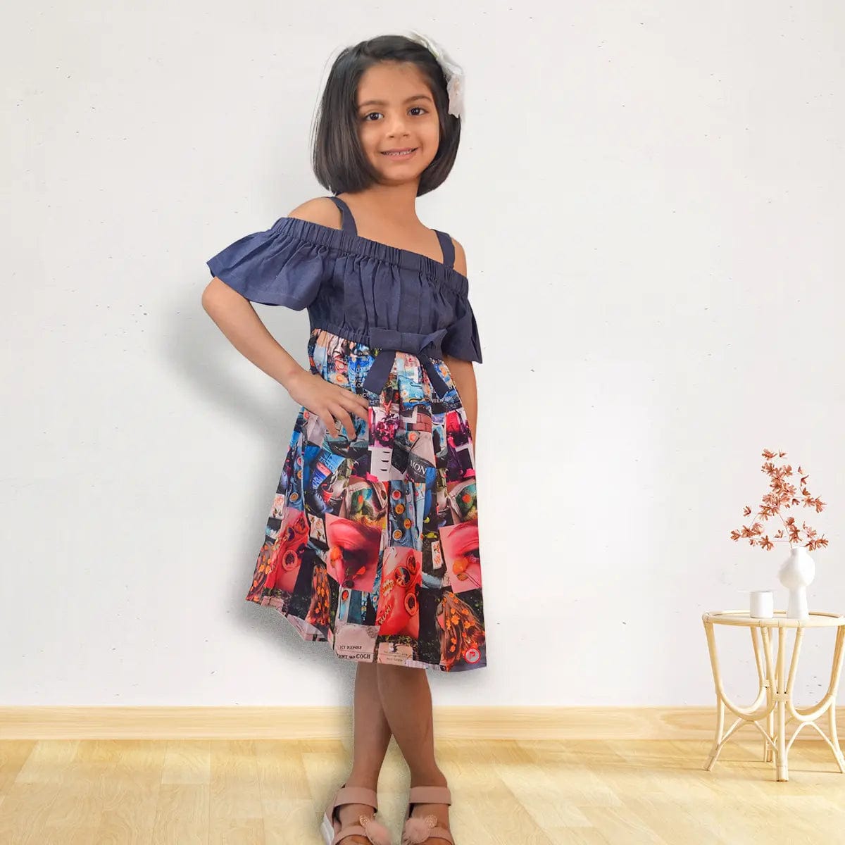 Blue Printed Frock - Picco Ricco 