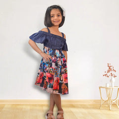 Blue Printed Frock - Picco Ricco 