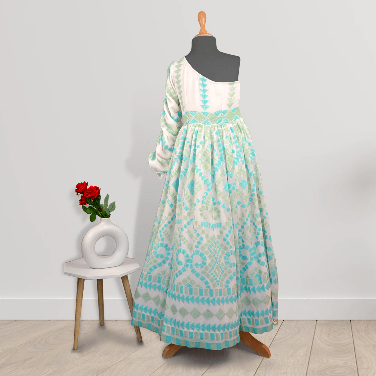 Elegant One Shoulder Dress With Beautiful Sequins Work - Picco Ricco 