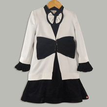 Load image into Gallery viewer, Black Velvet dress With White Designer Coat
