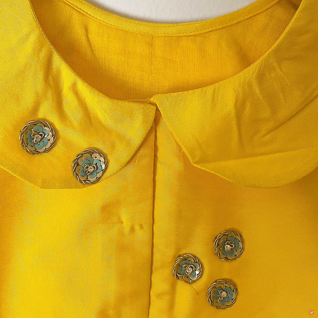 Designer Yellow Top With Mirror Work Lehenga - Picco Ricco 
