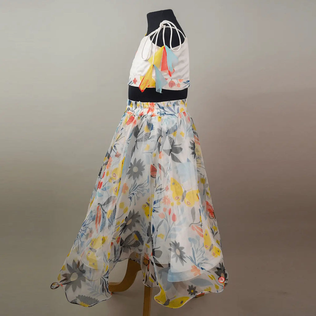 White Floral Printed Lehenga