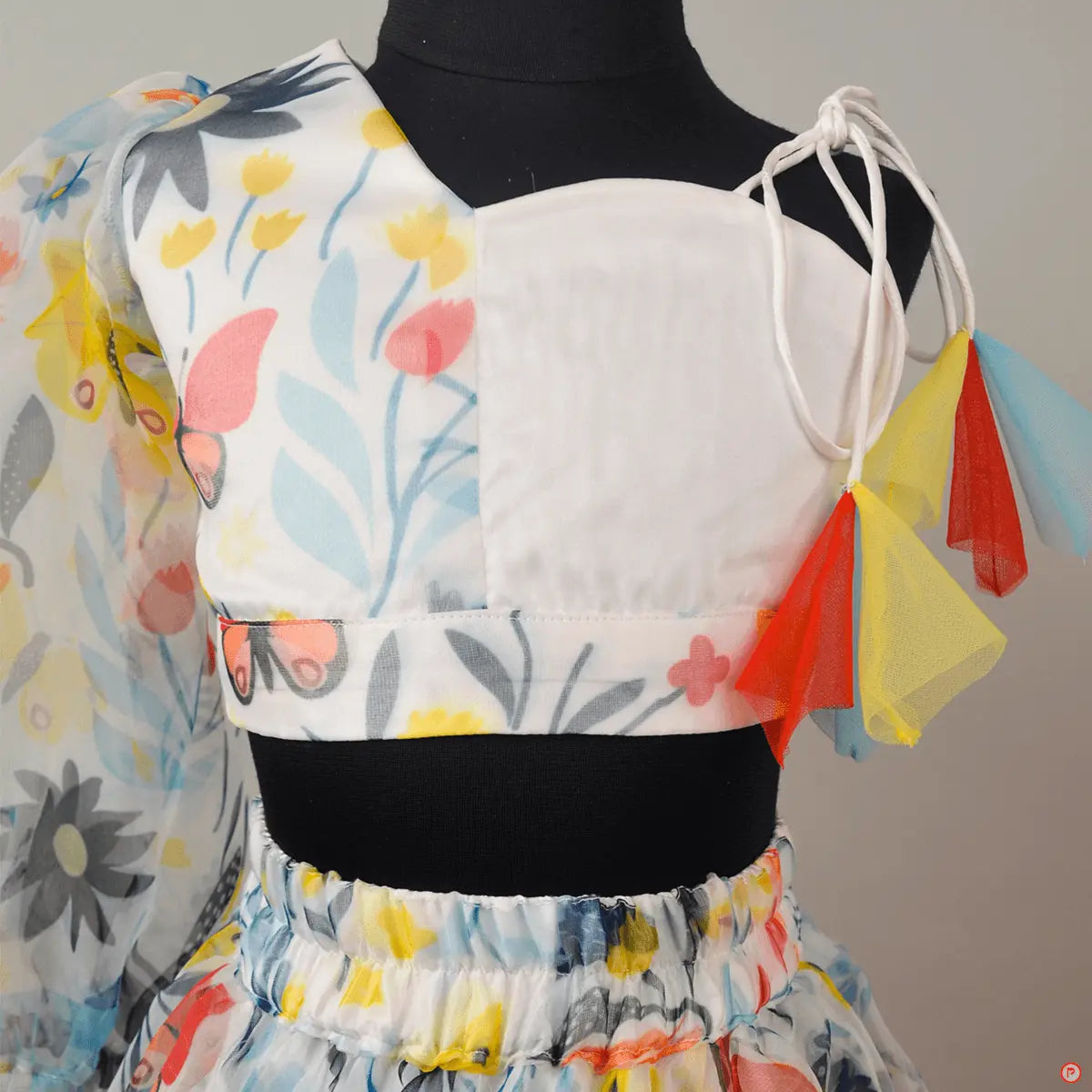 White Floral Printed Lehenga