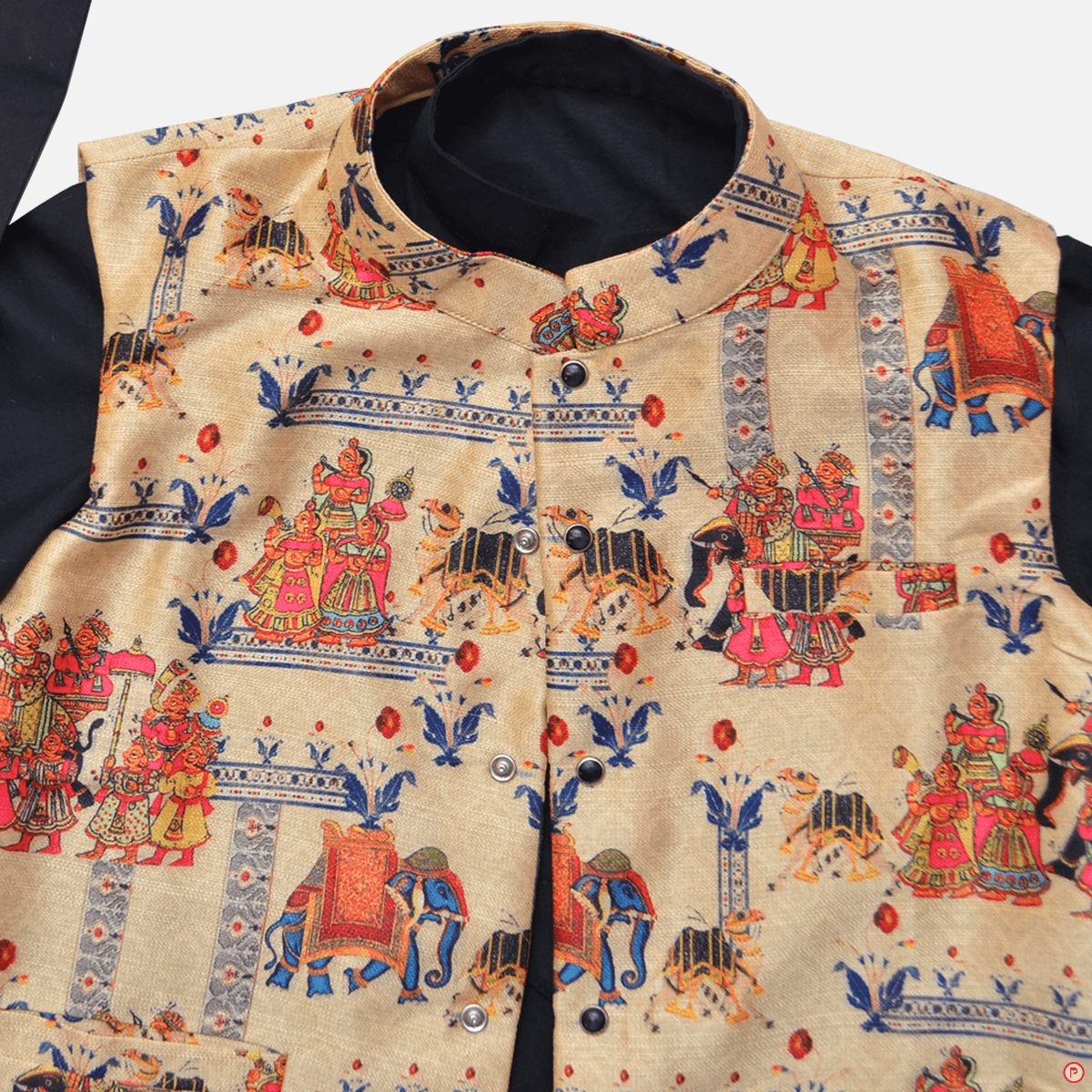 Black Kurta Pyjama With Designer Nehru Jacket