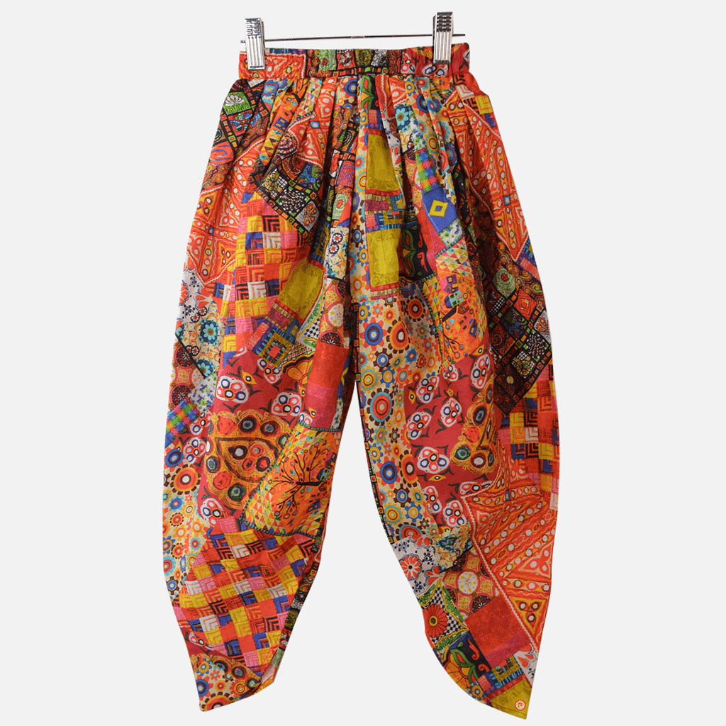 Classy Red Angarkha Top with Printed Dhoti - Picco Ricco 