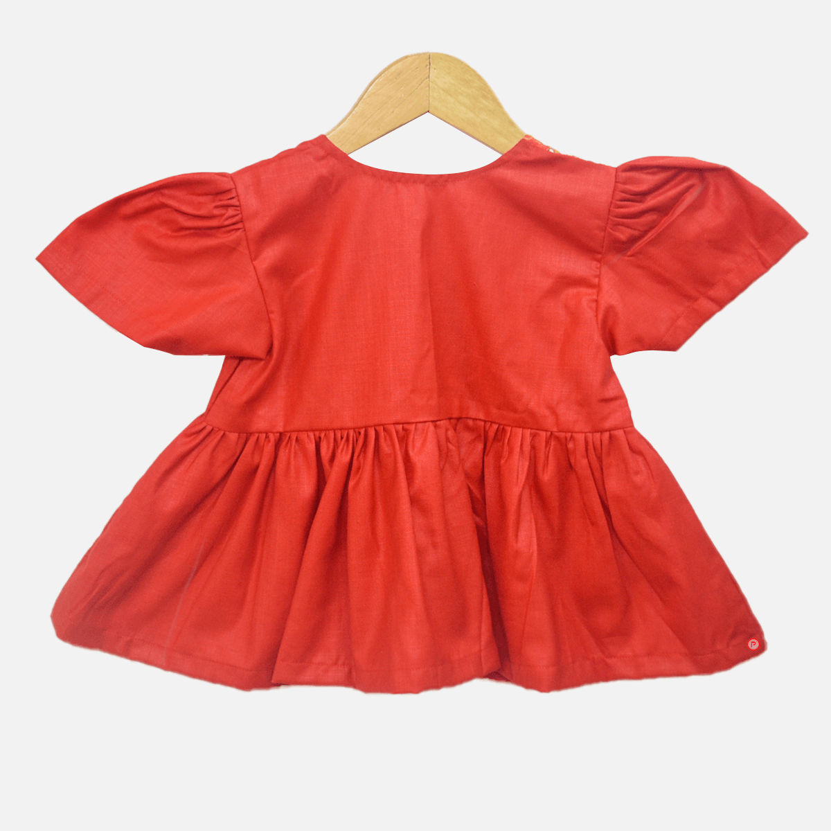 Classy Red Angarkha Top with Printed Dhoti - Picco Ricco 