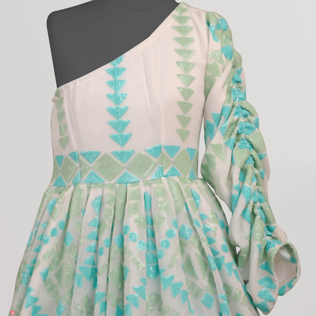 Elegant One Shoulder Dress With Beautiful Sequins Work - Picco Ricco 