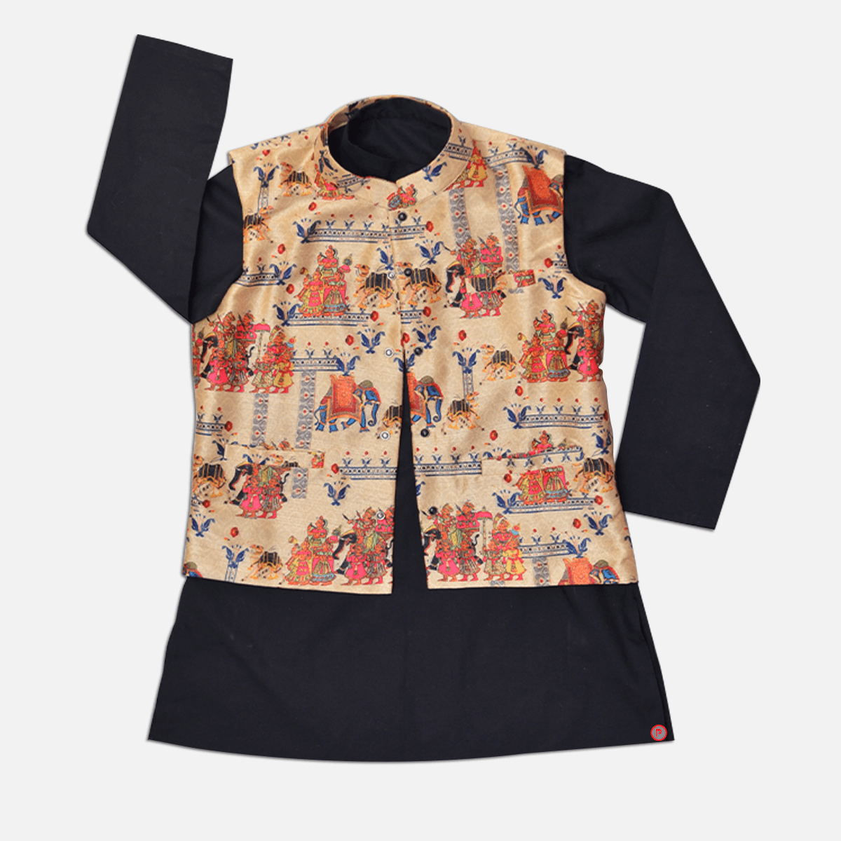 Black Kurta Pyjama With Designer Nehru Jacket