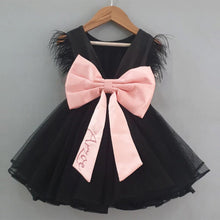 Load image into Gallery viewer, Black Dress with Customized Name Back Bow Tie
