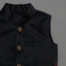 Load image into Gallery viewer, Black Solid Nehru Jacket with Golden Buttons
