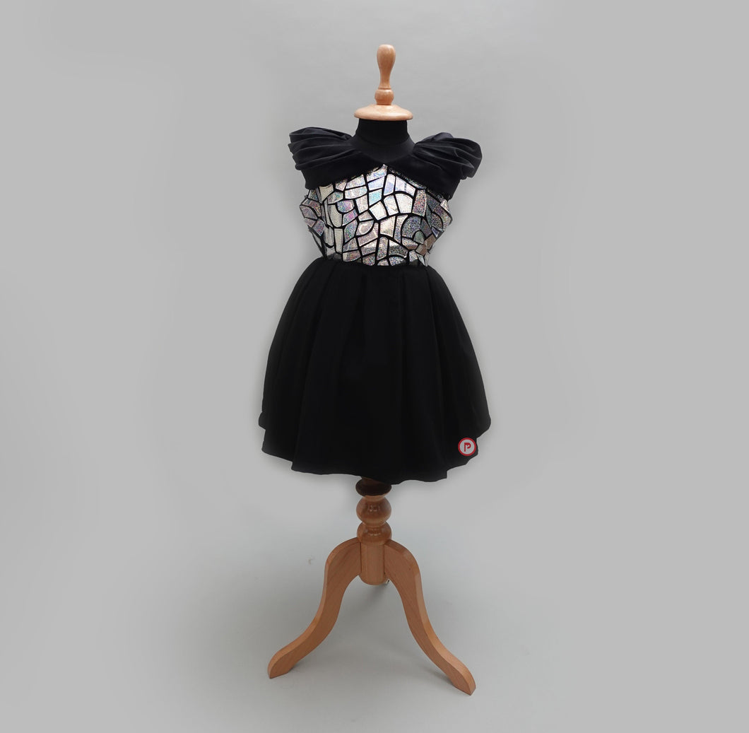 Black Embellished Velvet Dress