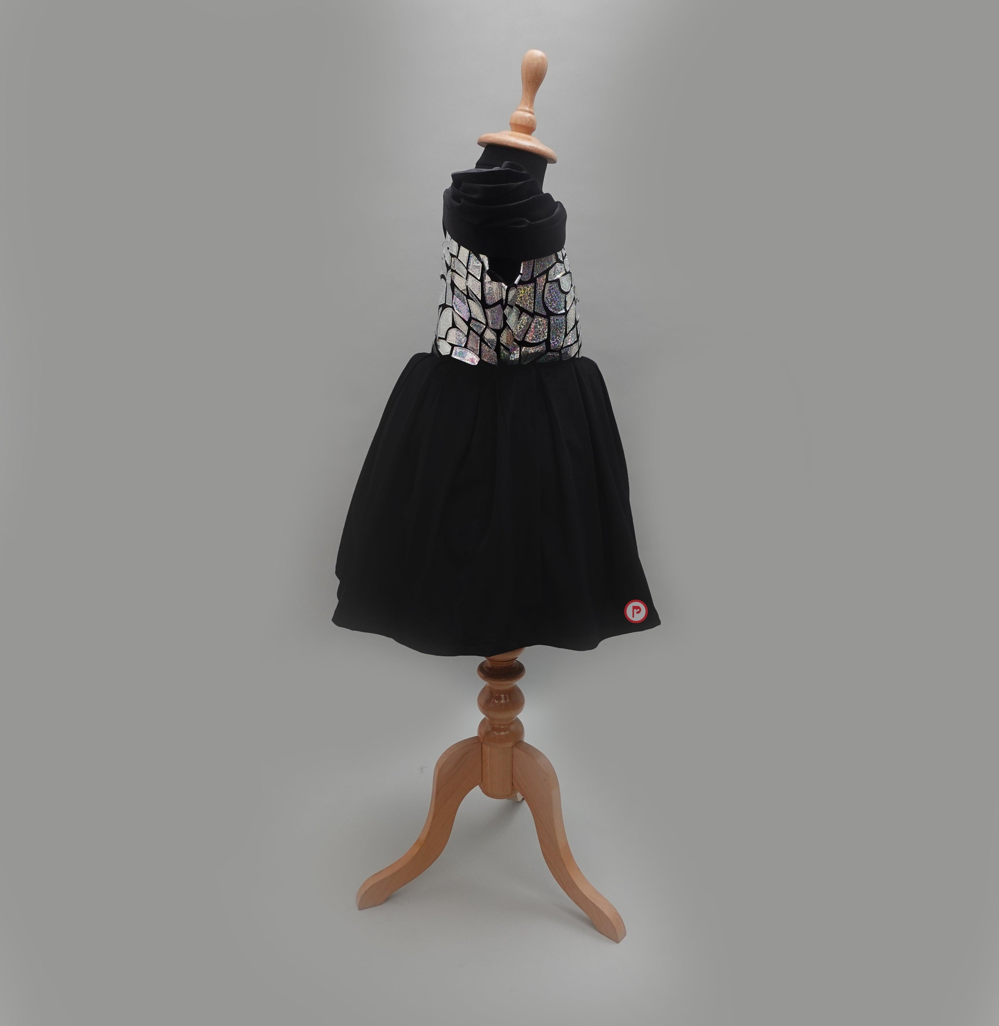 Black Embellished Velvet Dress