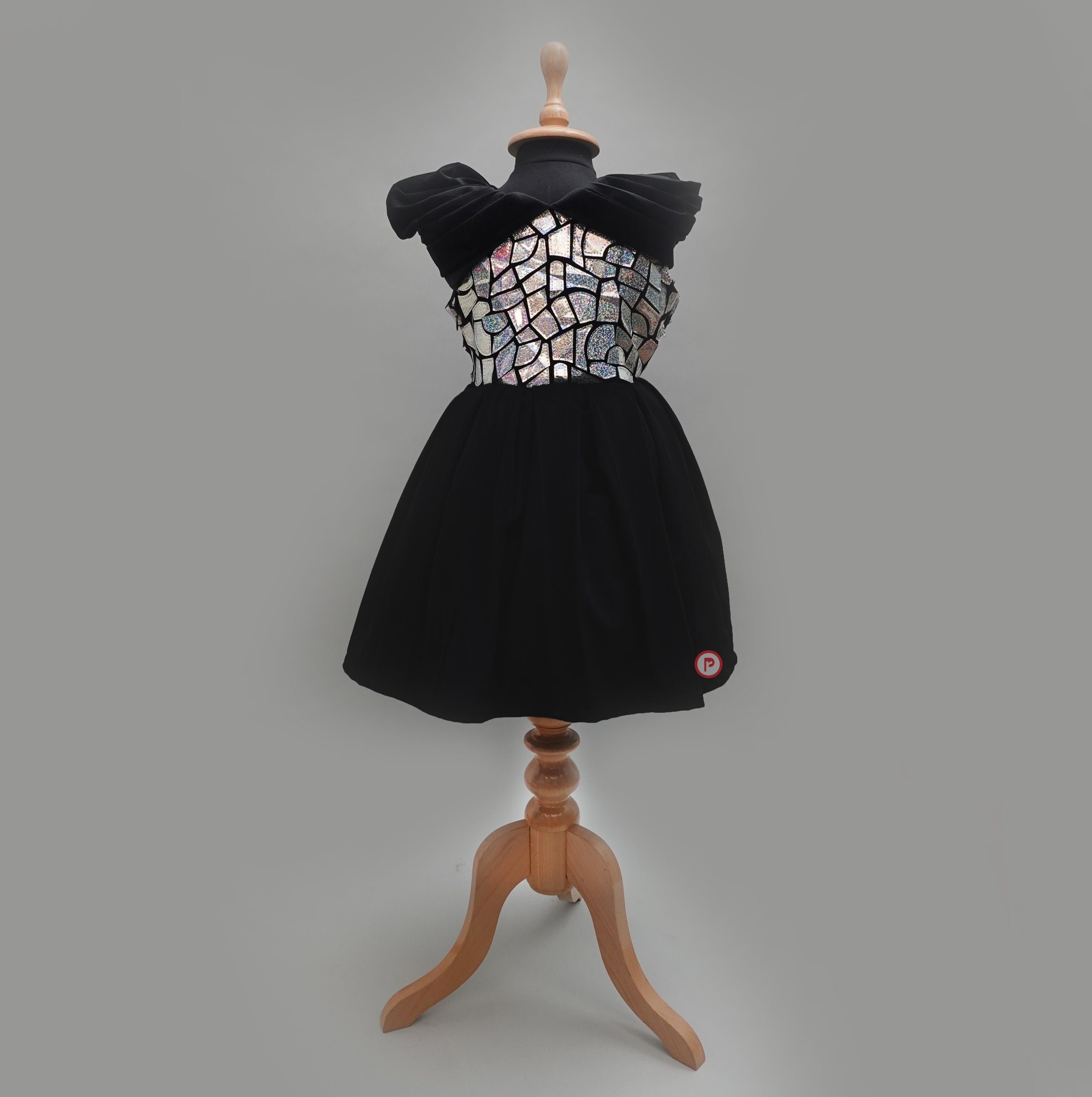 Black Embellished Velvet Dress