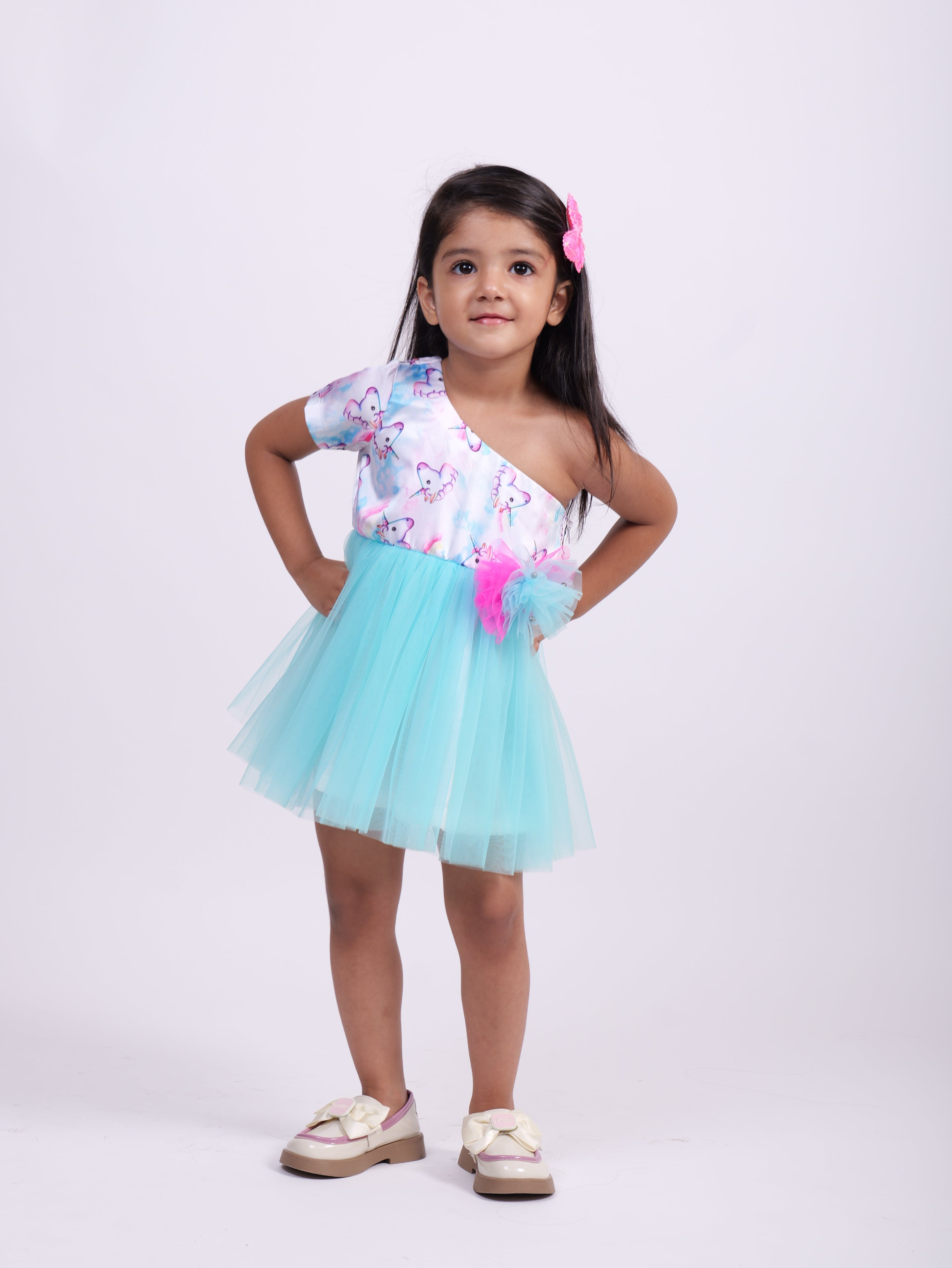 Sky Blue And White Unicorn Dress