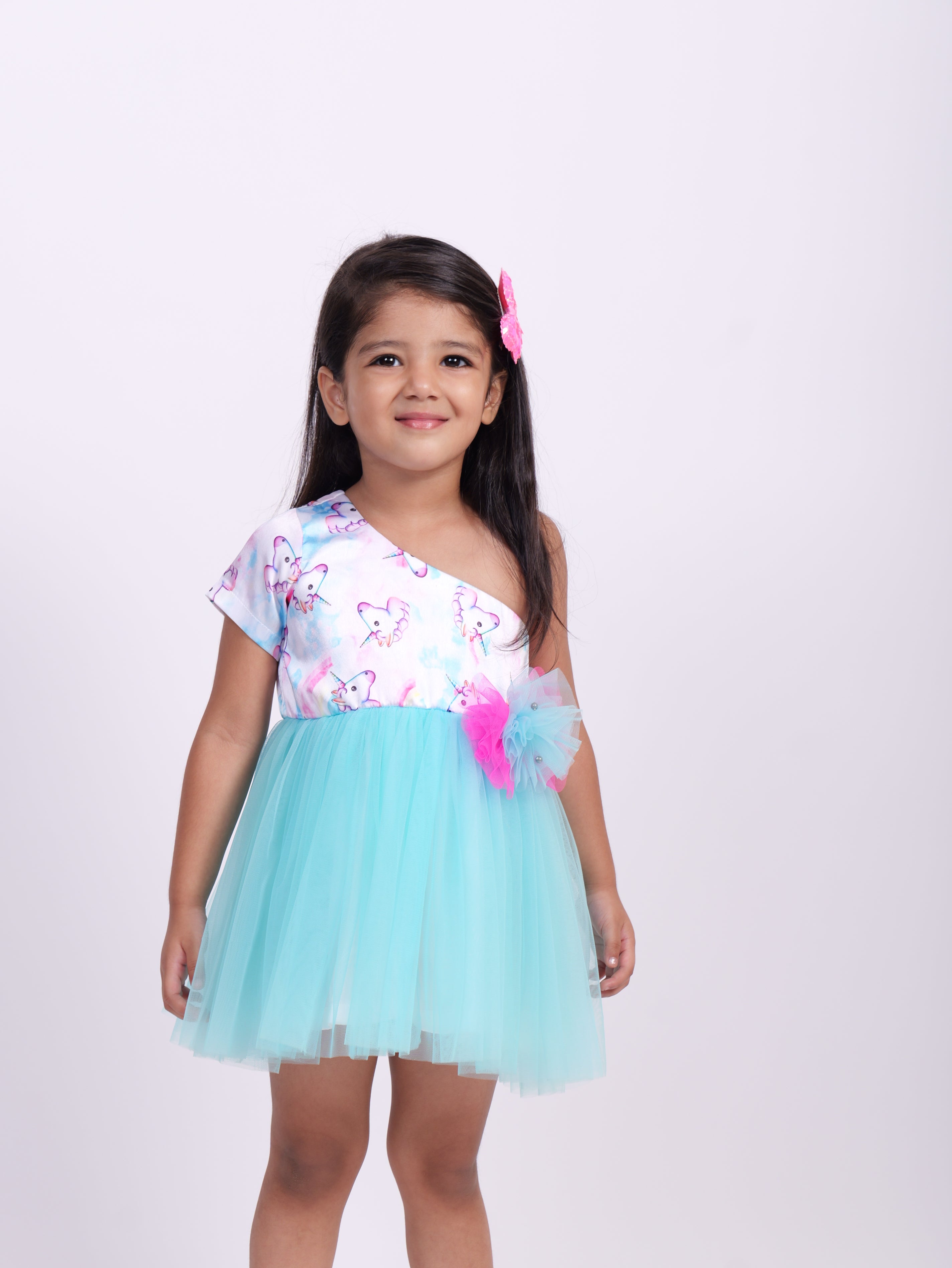 Sky Blue And White Unicorn Dress