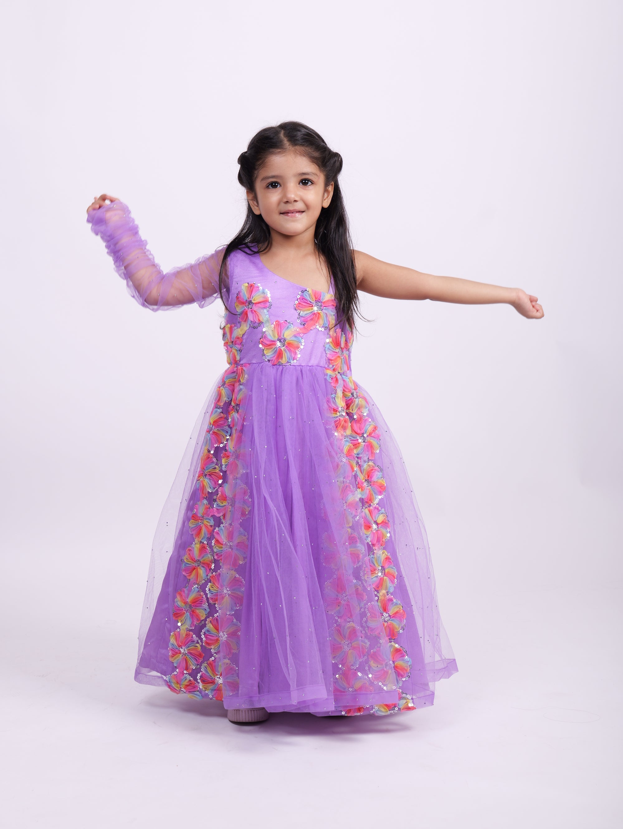 Lilac Net  Party Dress