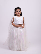 Load image into Gallery viewer, White Sequence Lehenga with attached sleeves
