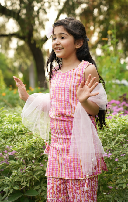Pink Gotta Sharara set with Dupatta