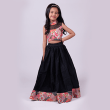 Load image into Gallery viewer, Black Silk Lehenga With Crop Top
