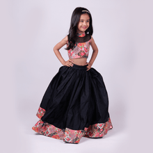 Load image into Gallery viewer, Black Silk Lehenga With Crop Top
