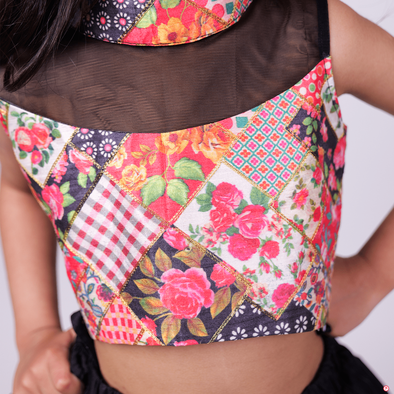 Black Silk Lehenga With Crop Top