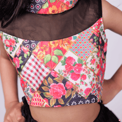 Black Silk Lehenga With Crop Top
