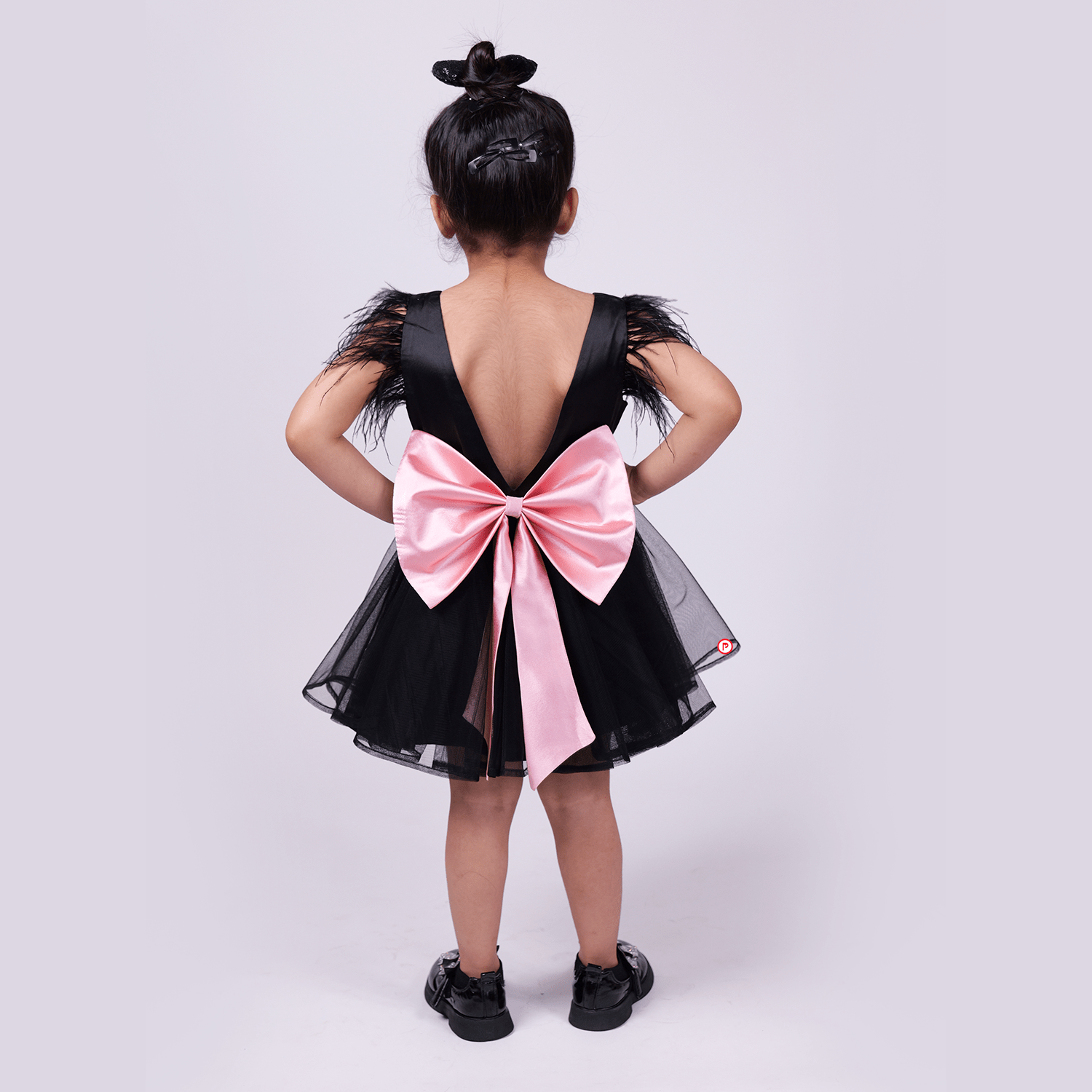 Black Dress with Customized Name Back Bow Tie