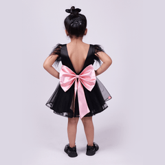 Black Dress with Customized Name Back Bow Tie