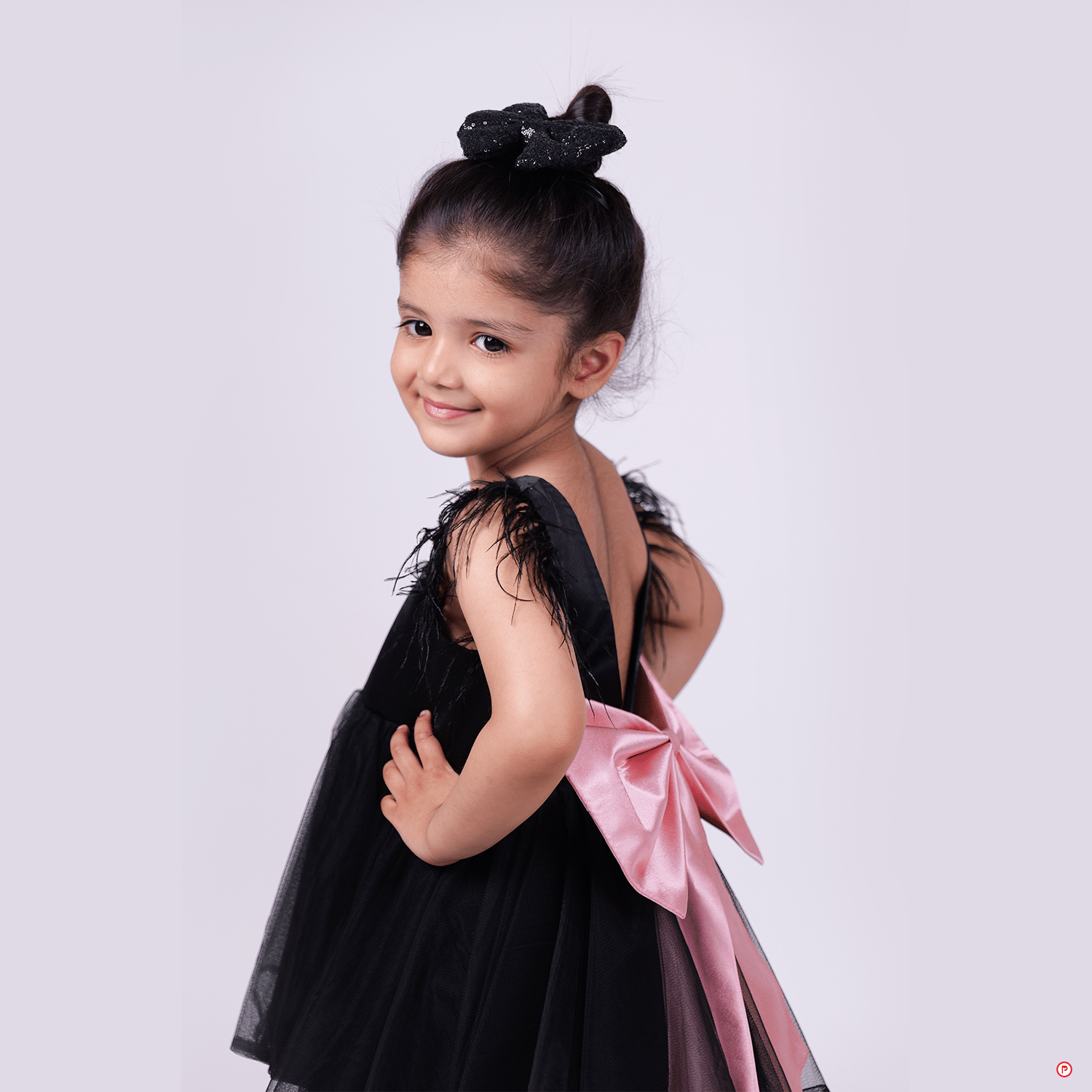 Black Dress with Customized Name Back Bow Tie