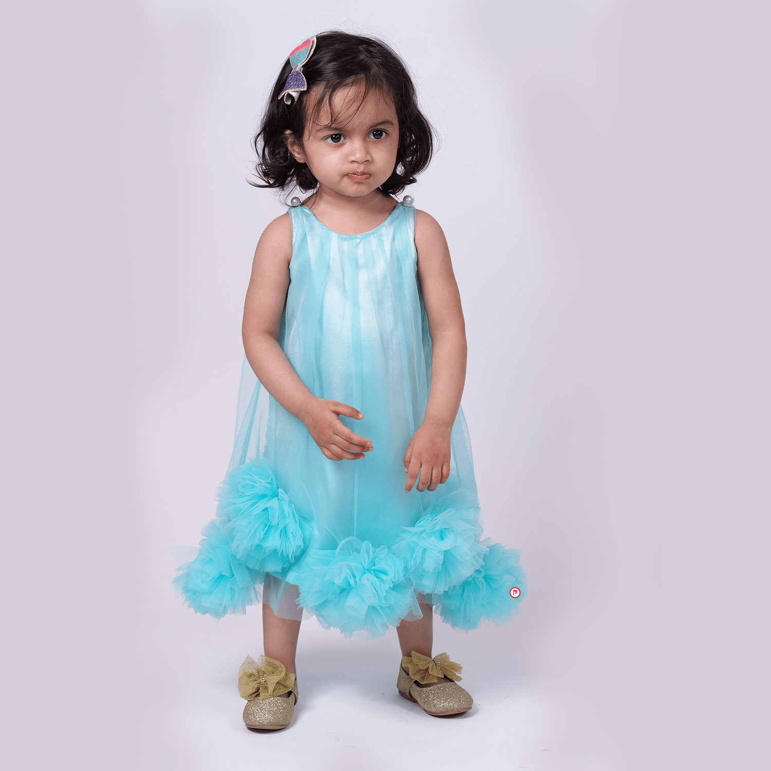 Aqua Blue Pompom Dress