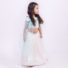 Load image into Gallery viewer, White Sequence Lehenga With Sky Blue Crop Top
