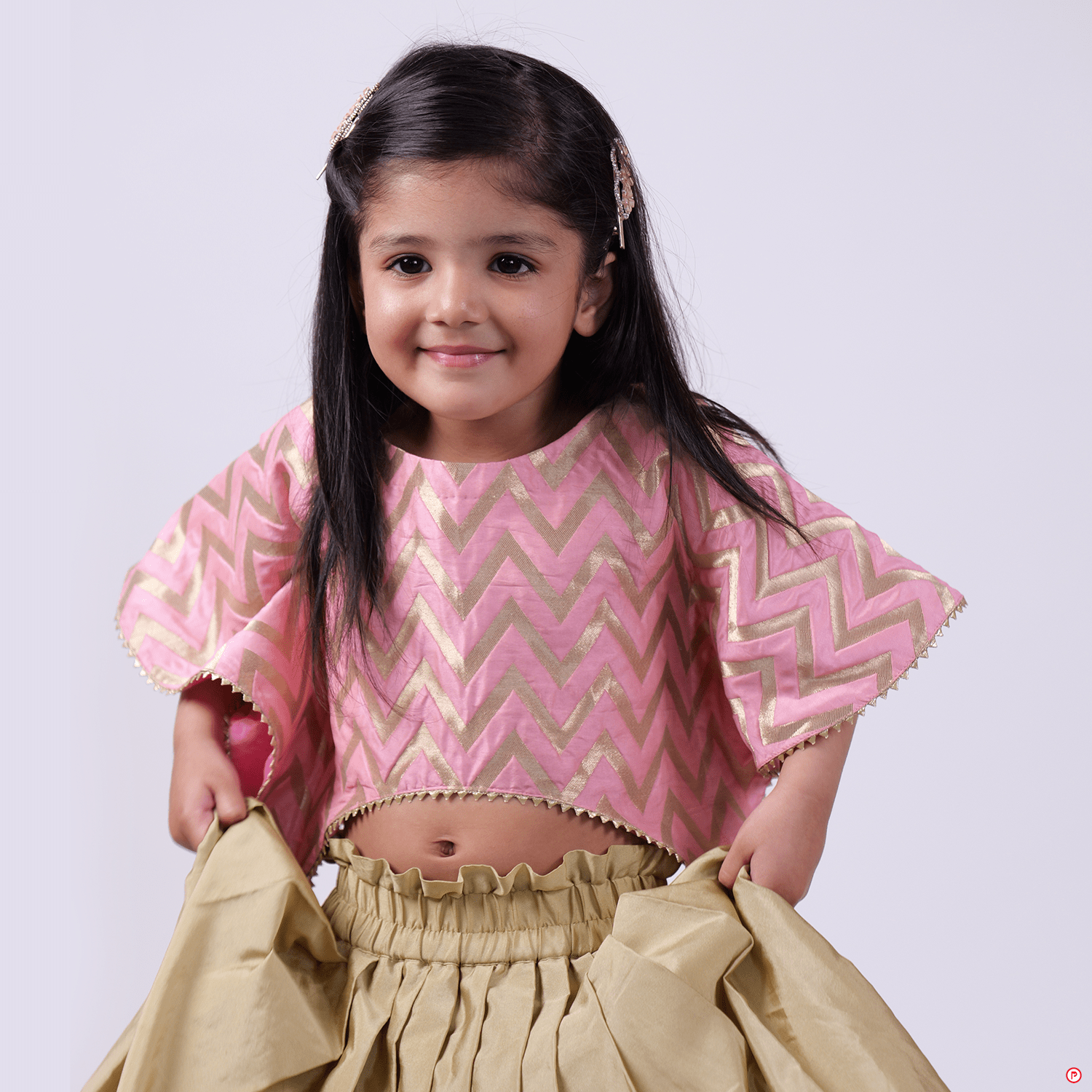 Golden and Pink Silk Lehenga With Stylish Choli