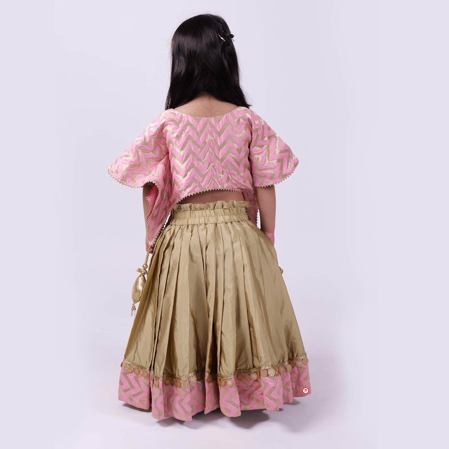 Golden and Pink Silk Lehenga With Stylish Choli