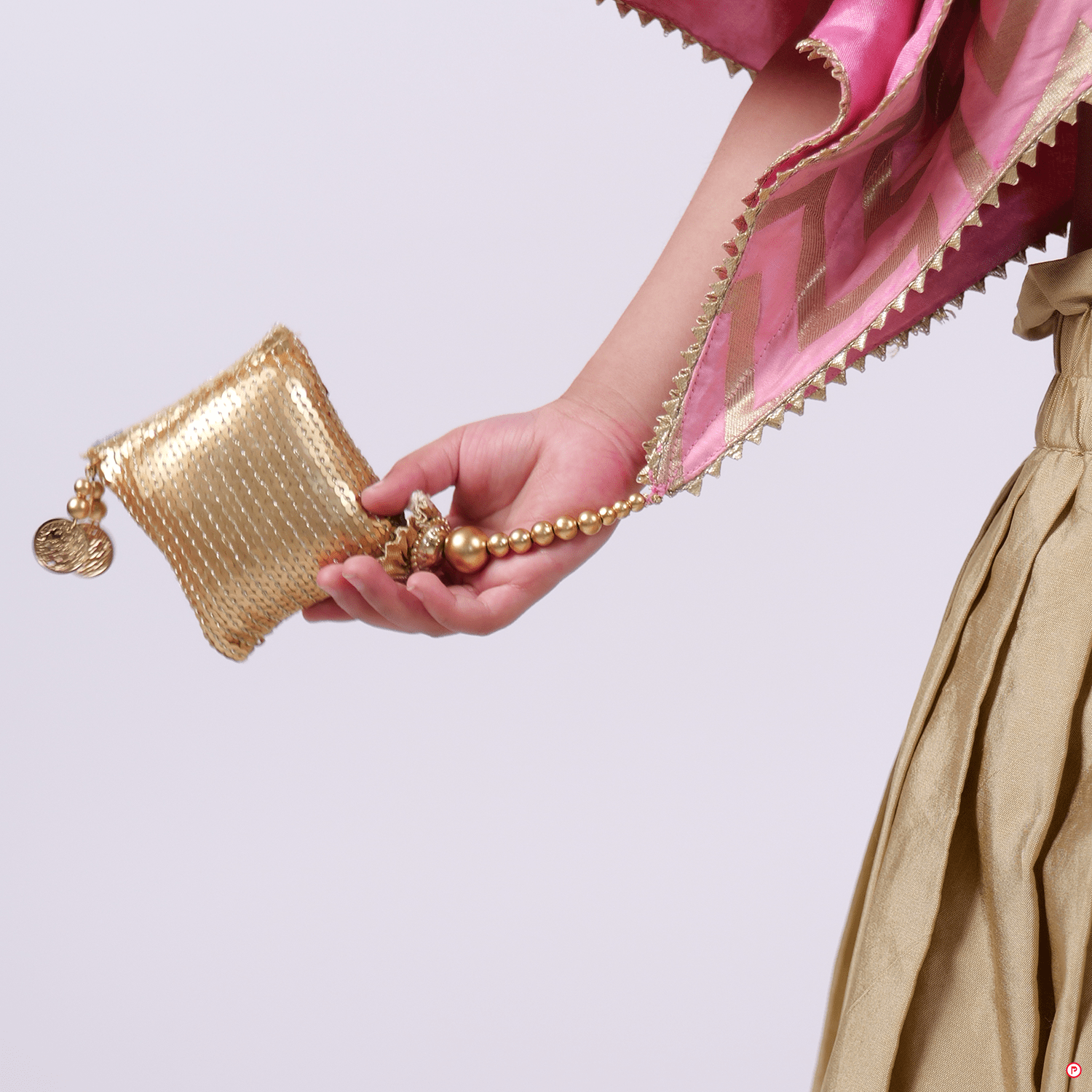 Golden and Pink Silk Lehenga With Stylish Choli