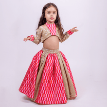 Load image into Gallery viewer, Golden And Pink Printed Lehenga With Choli
