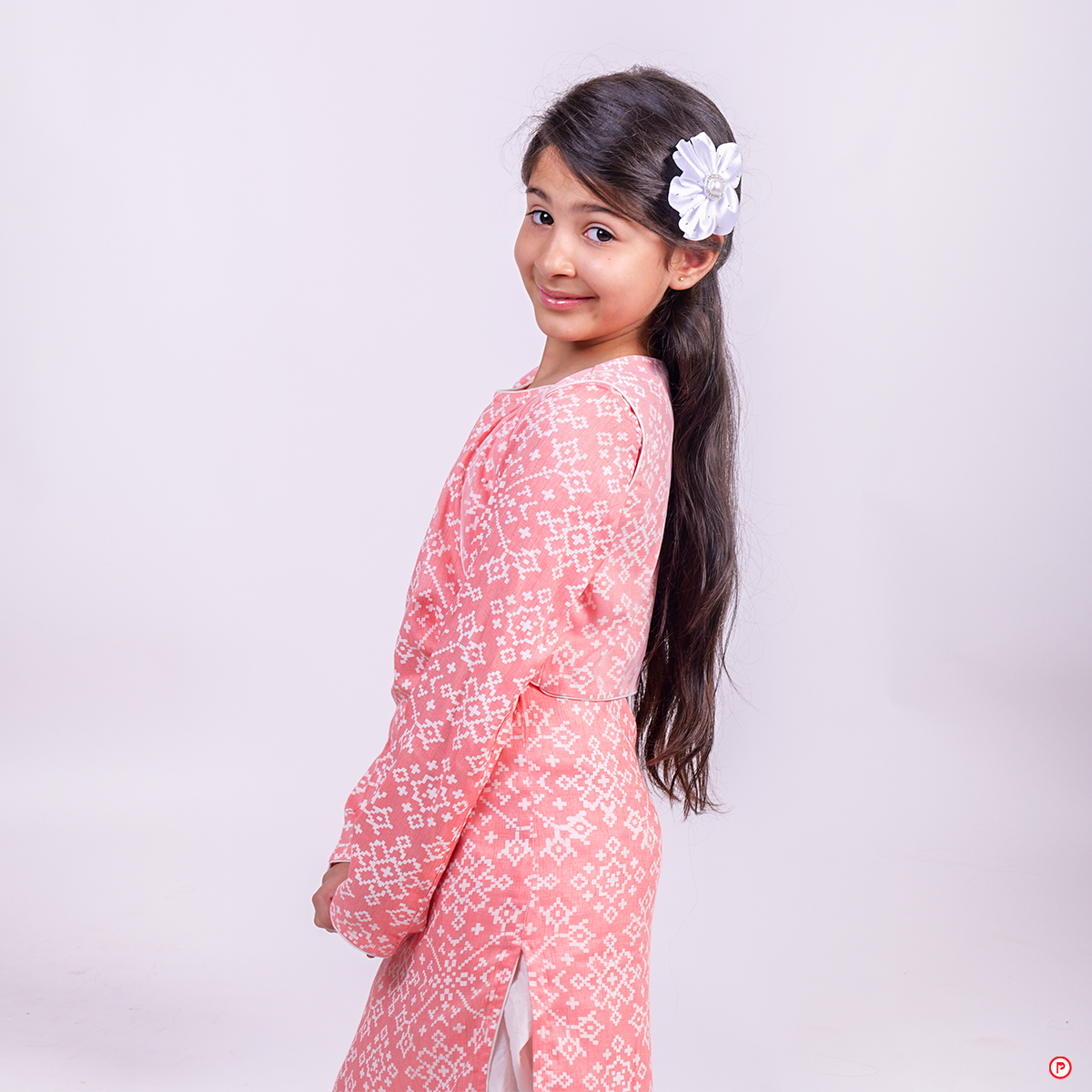Pink Suit With PinkNet Jacket And White Dhoti