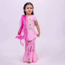 Load image into Gallery viewer, Pink Embroided Suit with Sharara and Dupatta
