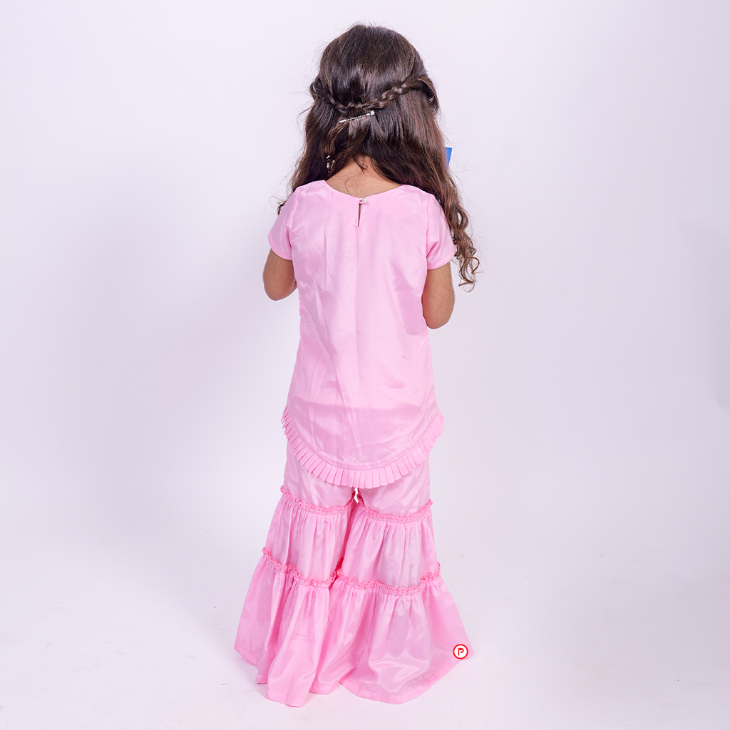 Pink Embroided Suit with Sharara and Dupatta