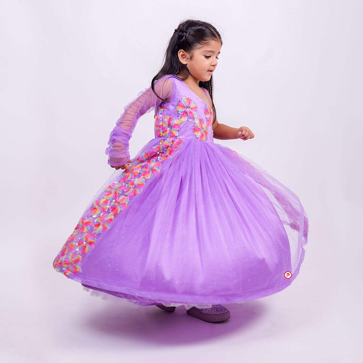 Lilac Net  Party Dress