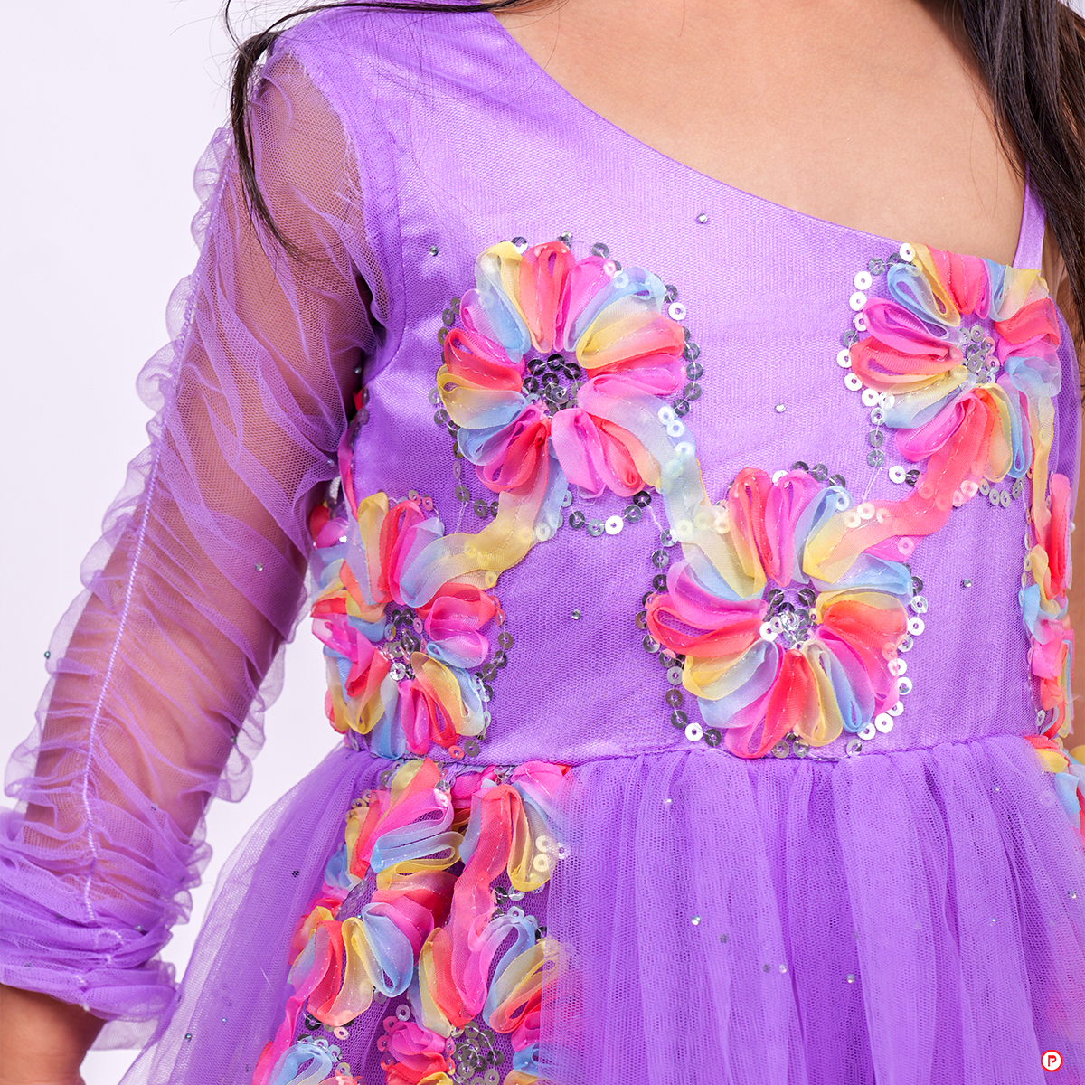 Lilac Net  Party Dress