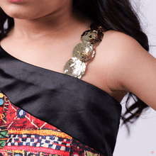 Load image into Gallery viewer, Black Silk Printed Lehenga With Stylish Crop Top
